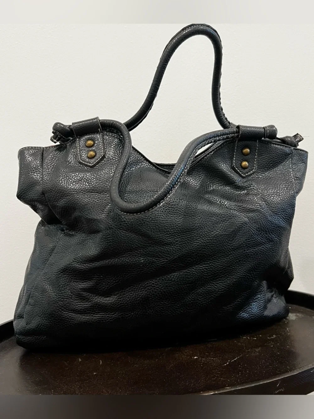 Patchwork Faux Leather Bag in Black and Red by WALL FLOWER WALLFLOWER